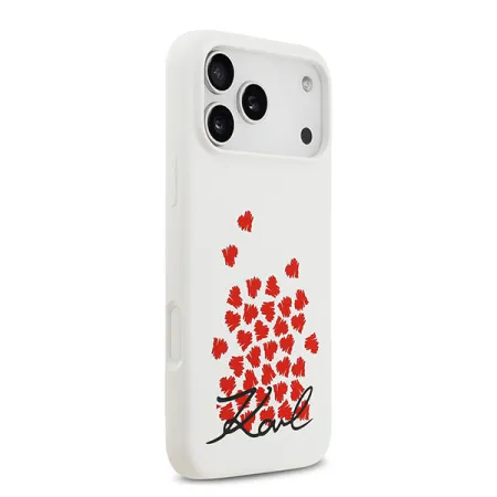 Lagerfeld для iPhone 17 Pro Max чехол Liquid Silicone Hearts Hard White (MagSafe)